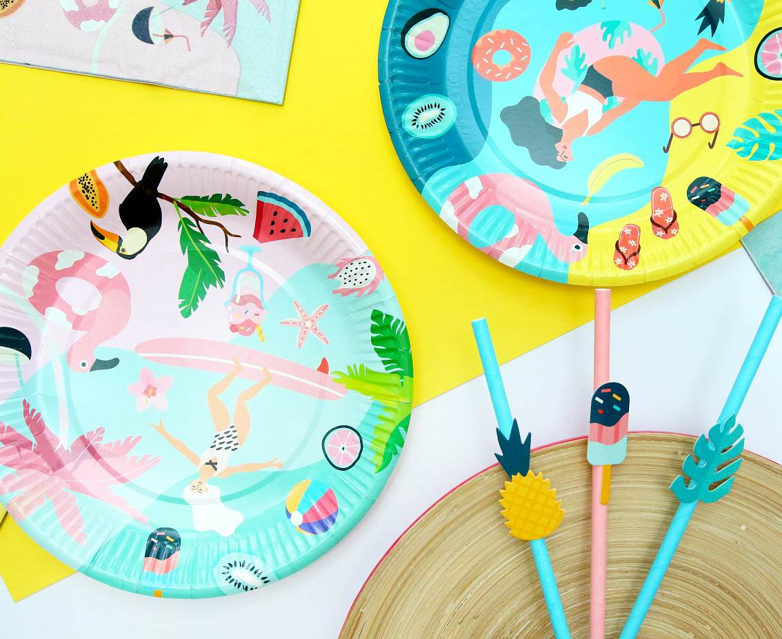 Paper plates Summer collection - Let''s Party (beach), 18 cm/ 6 pcs. EOL